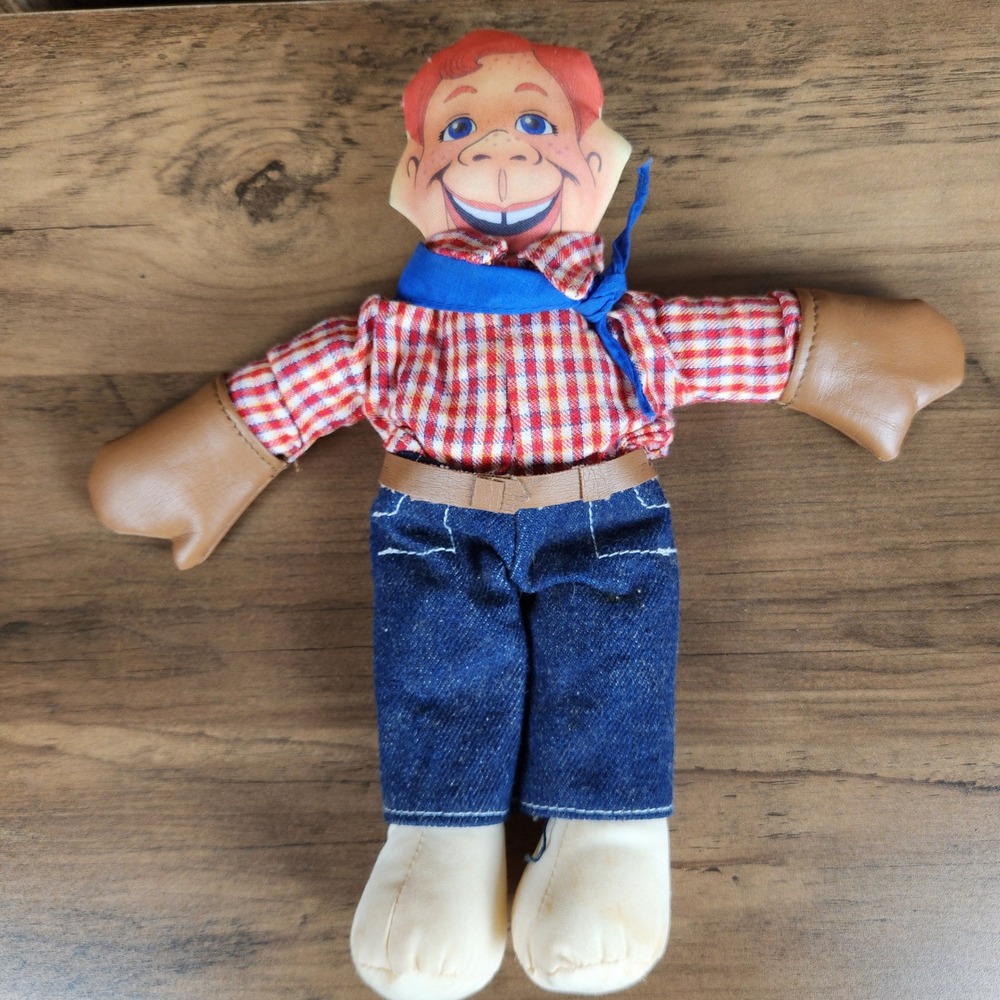 Vintage Howdy Doody‎ Plush Doll Applause Three Cheers Cowboy Red Plaid Denim